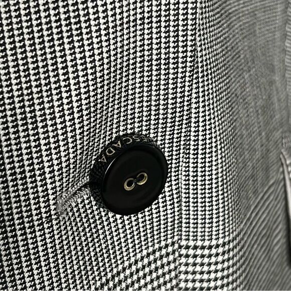 Escada plaid blazer Windowpane Black White Classic Wool Single Breast 42 L - Picture 9 of 16